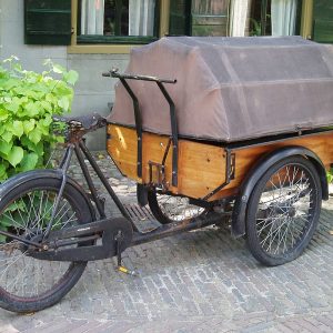 Dutch cargo tricycle with wooden box
