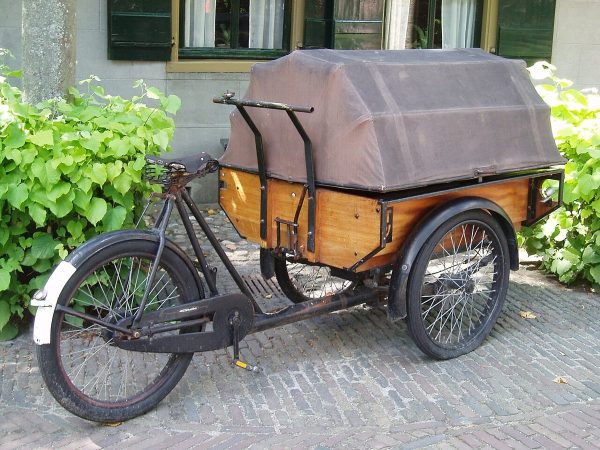 Dutch cargo tricycle with wooden box Dutch cargo tricycle with wooden box