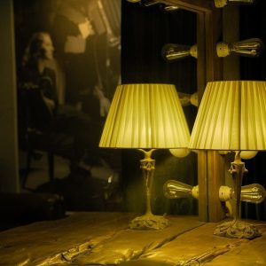 Pair of brass table lamps
