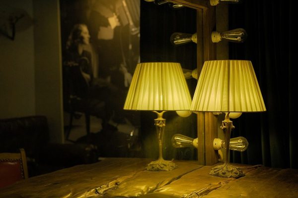 Pair of brass table lamps Pair of brass table lamps